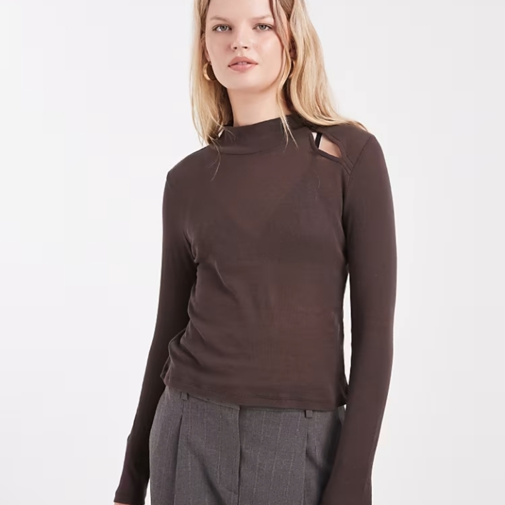 ✨Women's Brown Long Sleeve Top Size Large